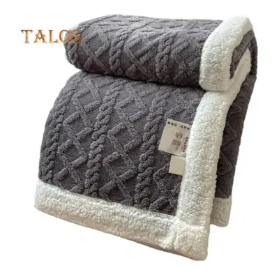 (grey, 1.5x2m) Winter Thickened Blanket Double-sided Fluff Plush Double-layer 3D Jacquard Solid 