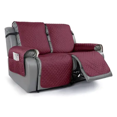 (burgundy, Seat) 2 Seat Non-slip Recliner Chair Cover Sofa Slipcover Reversible Pet Cover Protec