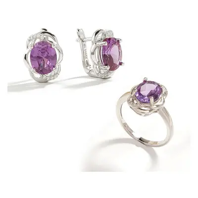 (purple, US RING SIZE 7#) Simple Design Color-changing Gemstone Nano Alexander Ring Earrings Wom