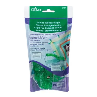 Clover 24-Piece Jumbo Wonder Clips, CL3157, Green