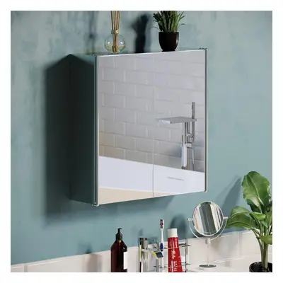 (Double Cabinet, Single) Bathroom Cabinet Double Sided Mirror Wall Mounted Stainless Steel Moder