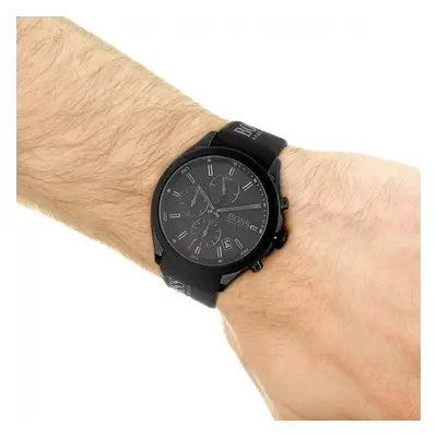 NEW HUGO BOSS VELOCITY BLACK RUBBER STRAP MENS WATCH GIFT