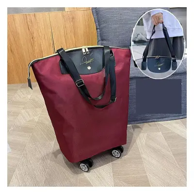 (wine red, 29*19*44cm) Universal Wheel Travel Large Capacity Waterproof One Shoulder Portable Li