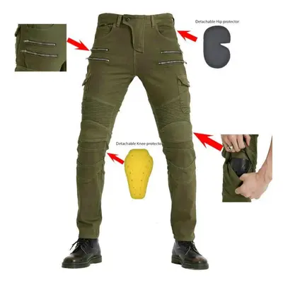 (green, XS) +motorcycle Cycling Pants Men&apos;s And Women&apos;s Jeans Anti Fall Off-road All-s