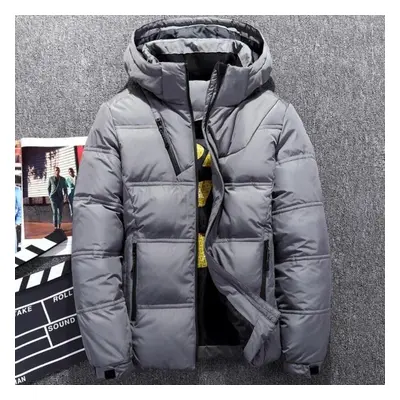 (light gray, XL) Winter Jacket Men White Duck Down Outwear Coat Parka Warm Overcoat Veste Homme 