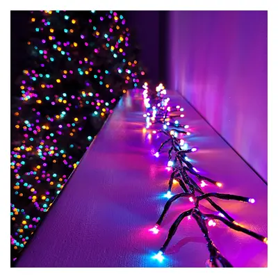 Premier Indoor Outdoor Christmas LED 12.4M Multi-Action Cluster Supabrights With Timer Rainbow