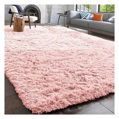 (Pink, 160X230) Non Slip Rugs Shaggy Carpet Living Room Area Rug