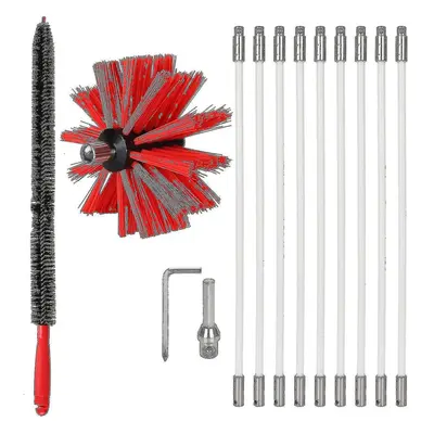 Professional Chimney Sweeping Kit - 3.6m Adjustable Nylon Cleaning Brush (100mm) With Chimney Sw