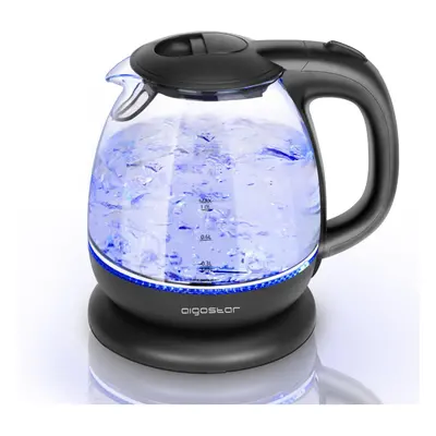 Small Electric Kettle, 1.0L Black Glass Kettle Cordless, Compact Mini Clear Water Tea Kettle Fas