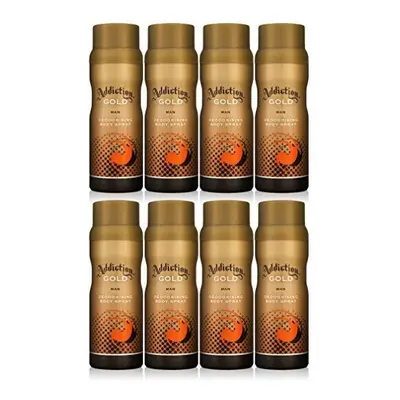 Addiction GOLD Men Deodorant Body Spray Fragrance 150ml (8 Pack)