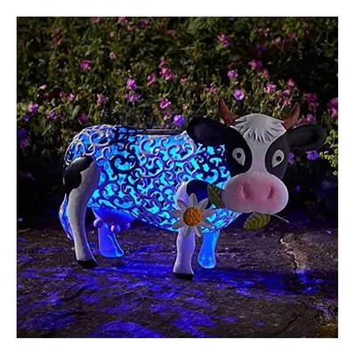 Garden Cow Solar Daisy Light, Solar Powered Light Up Cow, LED Animal Silhouette Lights, Outdoor 