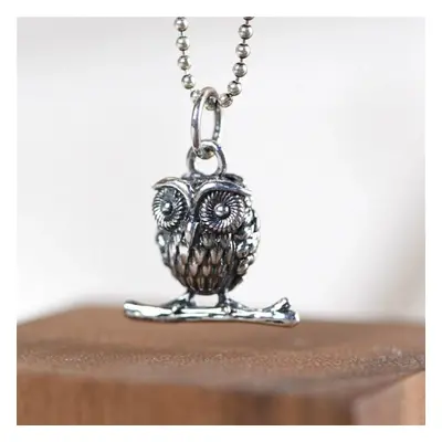 Silver Owl Pendant Sterling Small Animal Bird Necklace for Women Men Jewelry