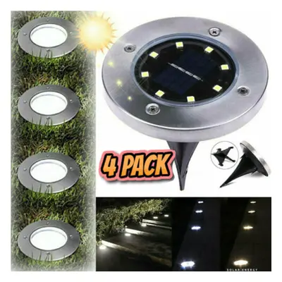 4 Pack LED Solar Power Ground Lights Floor Decking Outdoor Garden Lawn Path Lamp