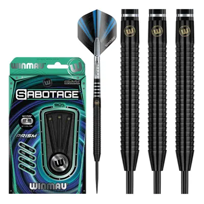 Sabotage Onyx 22g Tungsten Steeltip Darts Set with Prism Flights and Shafts (Stems)