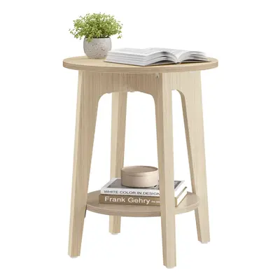 VASAGLE Side Table Small Round End Table with Lower Shelf Nightstand for Small Spaces Living Roo