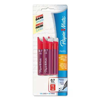 Paper Mate 66401PP Lead Refills 0.7mm HB Black Tubes of 105/Pack