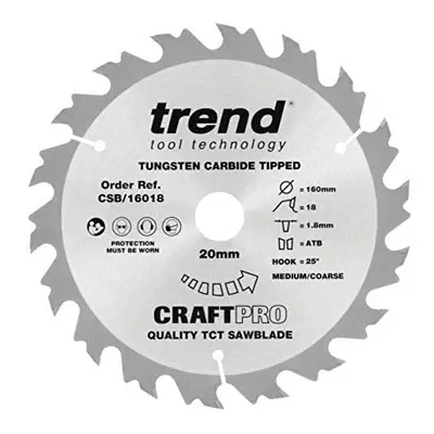 CraftPro TCT Saw Blade for Festool HKC55 & HK55 Circular Saws, 160mm x Teeth x 20mm Bore, Tungst