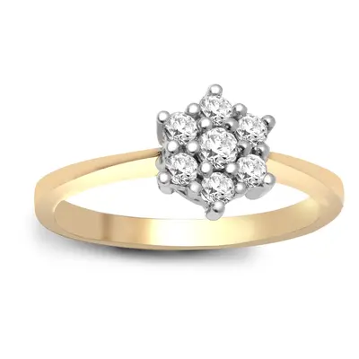 (H) Jewelco London Ladies Solid 9ct Yellow Gold Cluster Set Round J SI 0.33ct Diamond Classic St