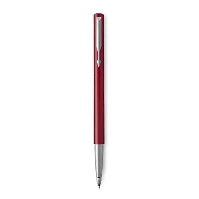 Vector Rollerball Pen Red with Chrome Trim Medium Point Blue Ink Gift Box