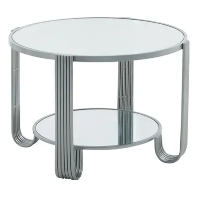 Premier Housewares Jolie Round Mirrored Top Silver Frame Table