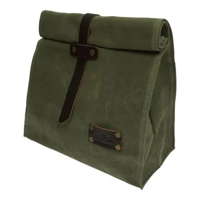 (Green) Waxed Canvas Leather Lunch Bag Outdoor Hiking Camping Hunting Backpack Waterproof Pouch 