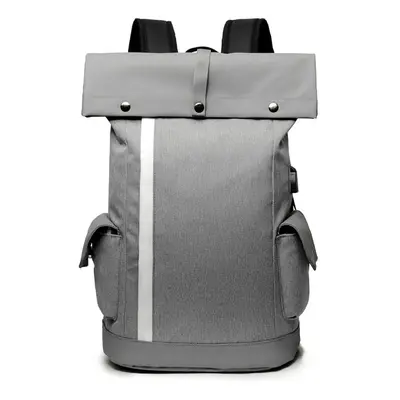 (Gray) Laptop Bag Multifunction Backpack with USB Charging Port School Bag Travel Bag Nylon Wate