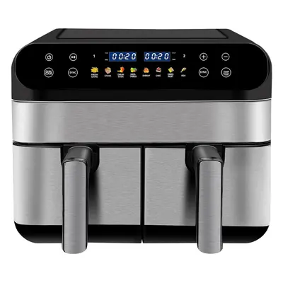 Jacgood 9L Dual Basket Air Fryer with Timer & Functions - Black