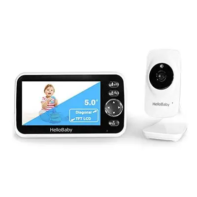 Baby Monitor,HelloBaby Baby Monitor with Camera and Audio, 5'' Color LCD Screen, Infrared Night 