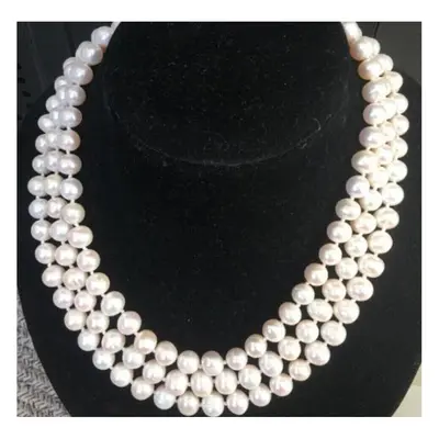 jewelry ROWS 9-10MM AKOYA PEARL NECKLACE 17-19inch