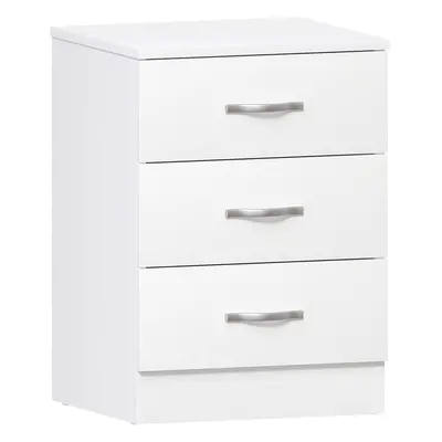 (White) Large design large white bedside drawer chest, drawers with metal handles and slides, un