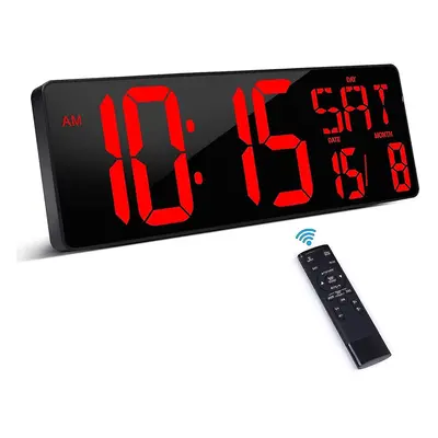 Digital Wall Clock With Remote Control, 16.5" Led Digital Alarm Clock, Countdown Timer With Larg