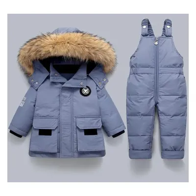 (blue, 90cm) Children Clothing Set Baby Winter Warm Down Jackets Parka Boys Thick Jumpsuit Infan