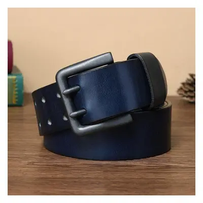 (navy blue, China&95CM) Belts For Men Casual Male 100% Full Grain Genuine Leather Belt High Qual