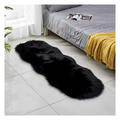 (black bean, 60x160cm) Irregular Long Soft White Faux Sheepskin Fur Area Rugs Kids Livingroom Be