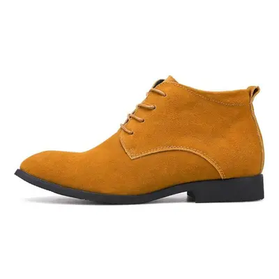 (yellow, 40) Genuine Leather Men Chelsea Boots Retro Suede Leather Ankle Boots For Men Autumn Wi