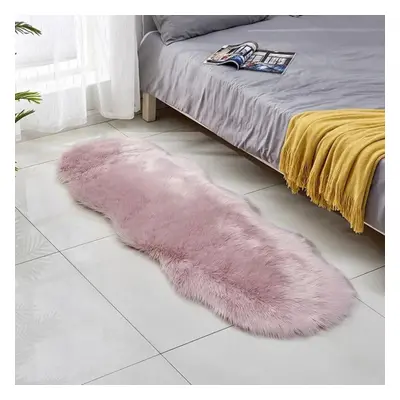 (cameo pink, 60x180cm) Irregular Long Soft White Faux Sheepskin Fur Area Rugs Kids Livingroom Be