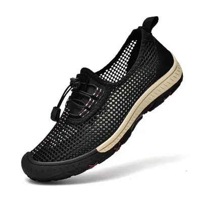 (black, 48) Summer Breathable Outdoor Casual Shoes Men Sneakers Antiskid Slip On Walking Shoes M