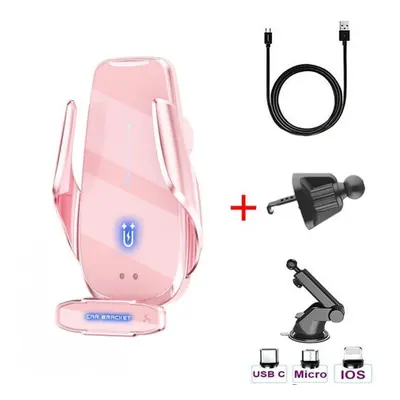 (pink, sucker) Fast Charging Wireless Charger 15w Car Magnetic Charge Phone Holder For Iphone Pr