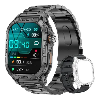 (black,black) MEVADEN 1.96" AMOLED Screen Bluetooth Call Smartwatch Sports Tracker Compass Healt