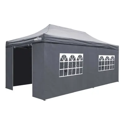 Premium 3x6m Pop-Up Gazebo & Side Walls, Water Resistant Carry Bag, Stakes & Weight Bags - Grey 