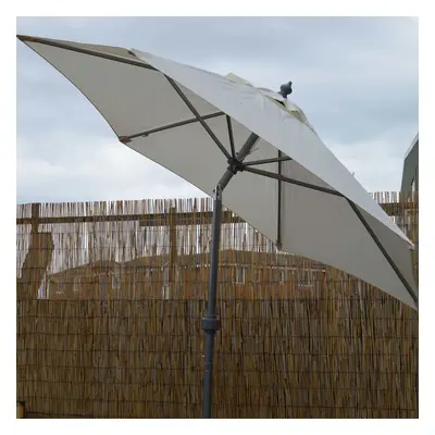 2m Lightweight Cream Aluminium Garden Parasol with Crank Handle & Tilt Mechanism