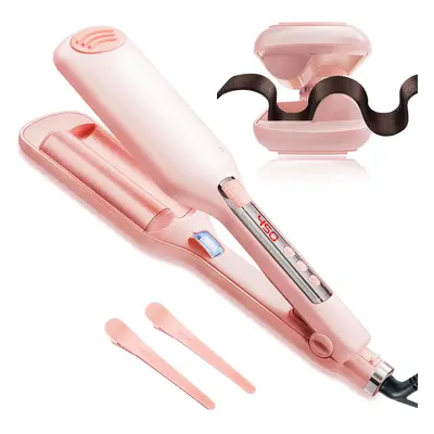 2 Barrel Ionic Wavy Hair Curler for Women, 1.1in/28MM Rapid Heating Curling Wand, Hair Waver, Cr