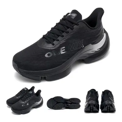 (black, 44) Onemix Height Increasing Running Shoes For Men Air Cushion Athletic Breathable Coupl