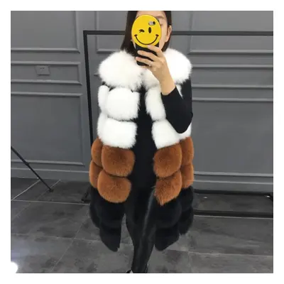 (brown, M) Women&apos;s Fashion Sleeveless Winter Thicken Artificial Faux Fur Winter Parka Vest 