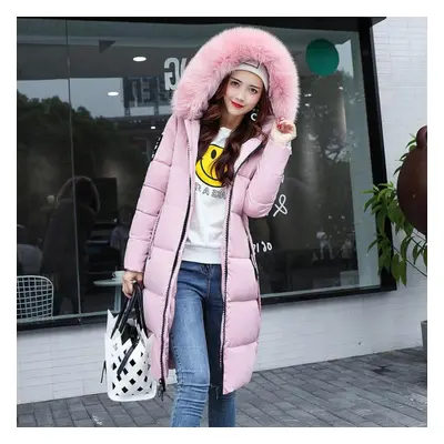 (pink, L) Winter Coats Women Down Jackets Long Solid Color Coat Female Jacket Thick Warm Outerwe