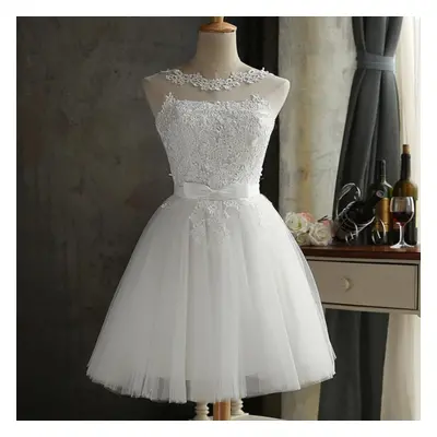 (white, M) Women Formal Wedding Bridesmaid Evening Party Ball Prom Gown Cocktail Dress