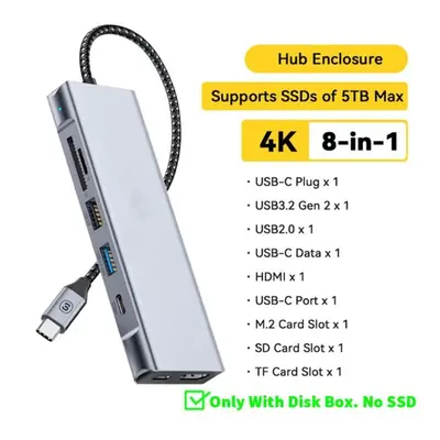 8-in-1 Usb C Hub 3.0 With Disk Storage Function Usb Type-c To Hdmi-compatible Laptop Dock Statio