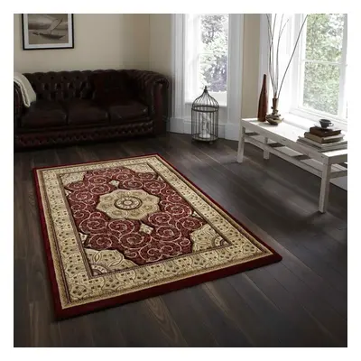 (120x170cm) Heritage Traditional Medallion Rugs in Red Soft Powerloomed Mats