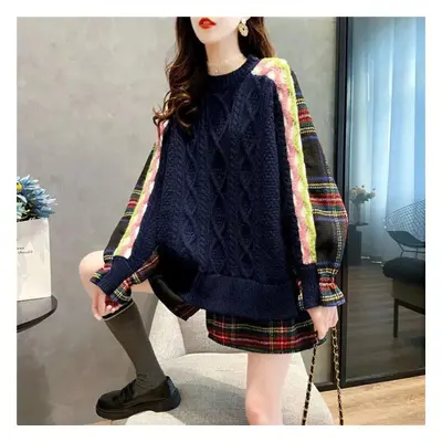 (blue, XXL) Sweater Women Autumn And Winter Pullover Loose Casual Tops Versatile And Comfortable