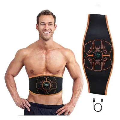 (orange) Ems Muscle Stimulator Abdominal Trainer Belt Abs Stimulator Weight Loss Body Slimming M